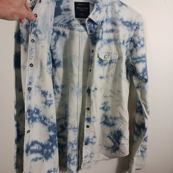 American Eagle Outfitters, Western Style, Tie Dye, Snap Front Shirt, Medium - Picture 6 of 16
